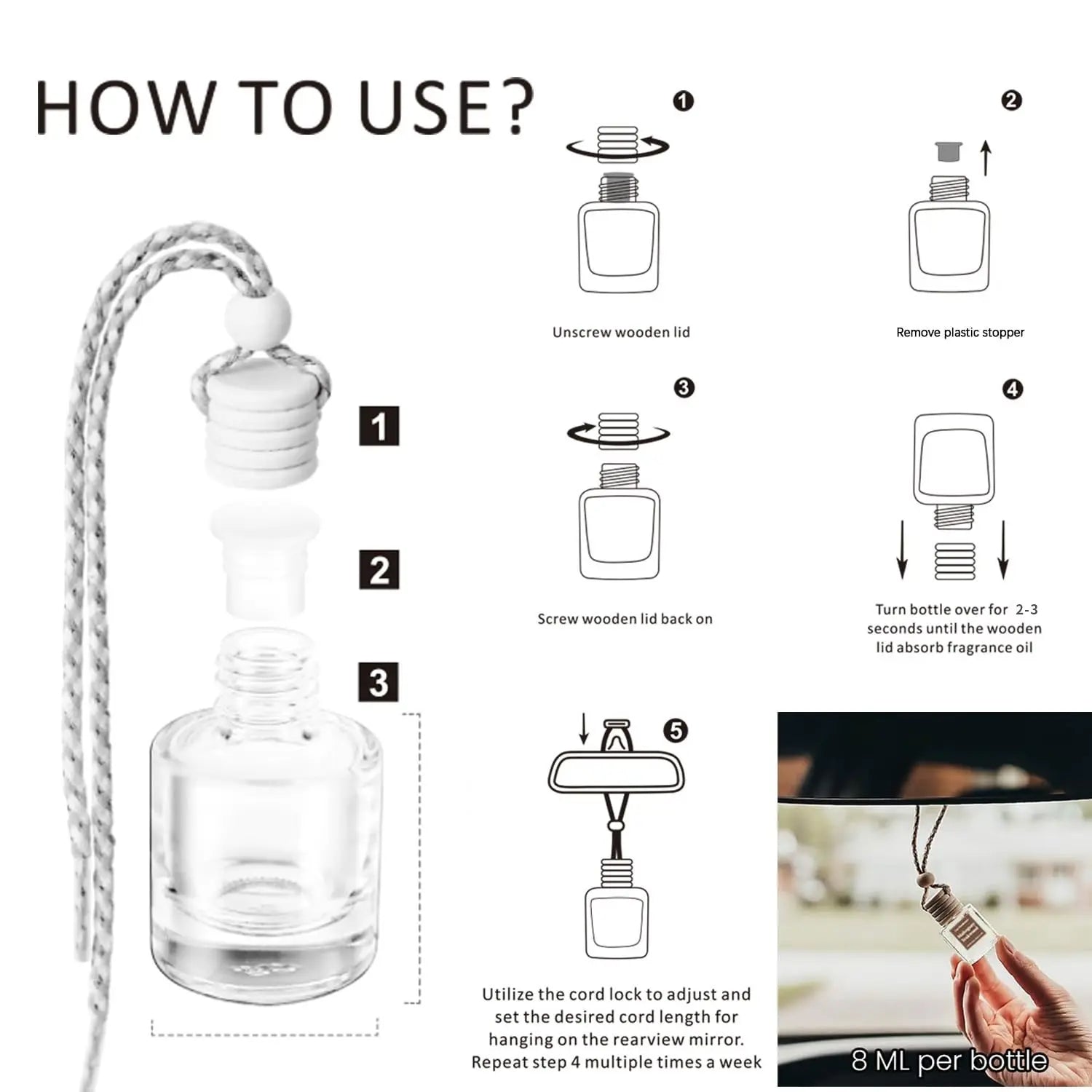 Aroma Air Freshener - Car Diffuser, Daily Hanging Aromatherapy, Essential Oil Aromatherapy, for Use in Cars and Homes, Car Fragrance